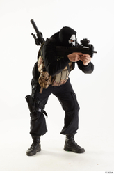 Whole Body Weapons-Rifle Man Pose with machine rifle White Army Athletic Studio photo references